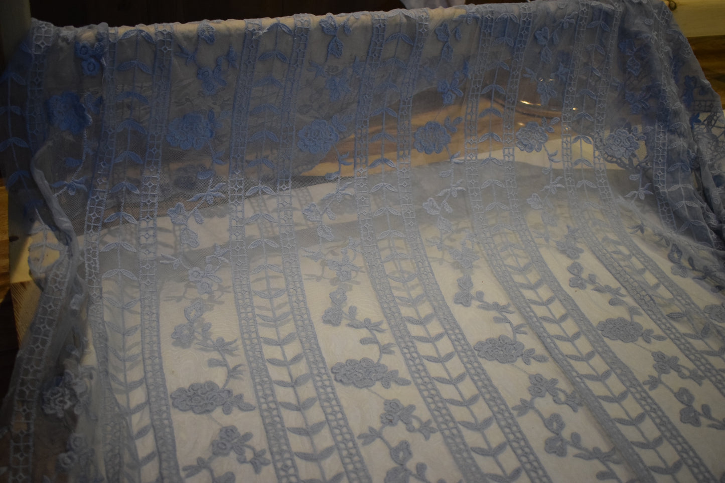 Unstitched Embroided Net Lace Fabric Shirt