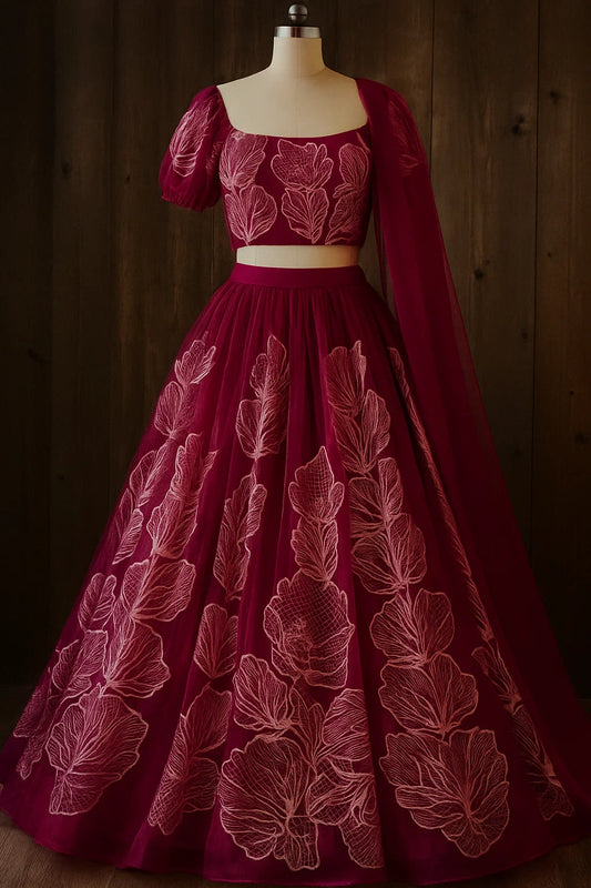 Unstitched Embroided Net Shirt