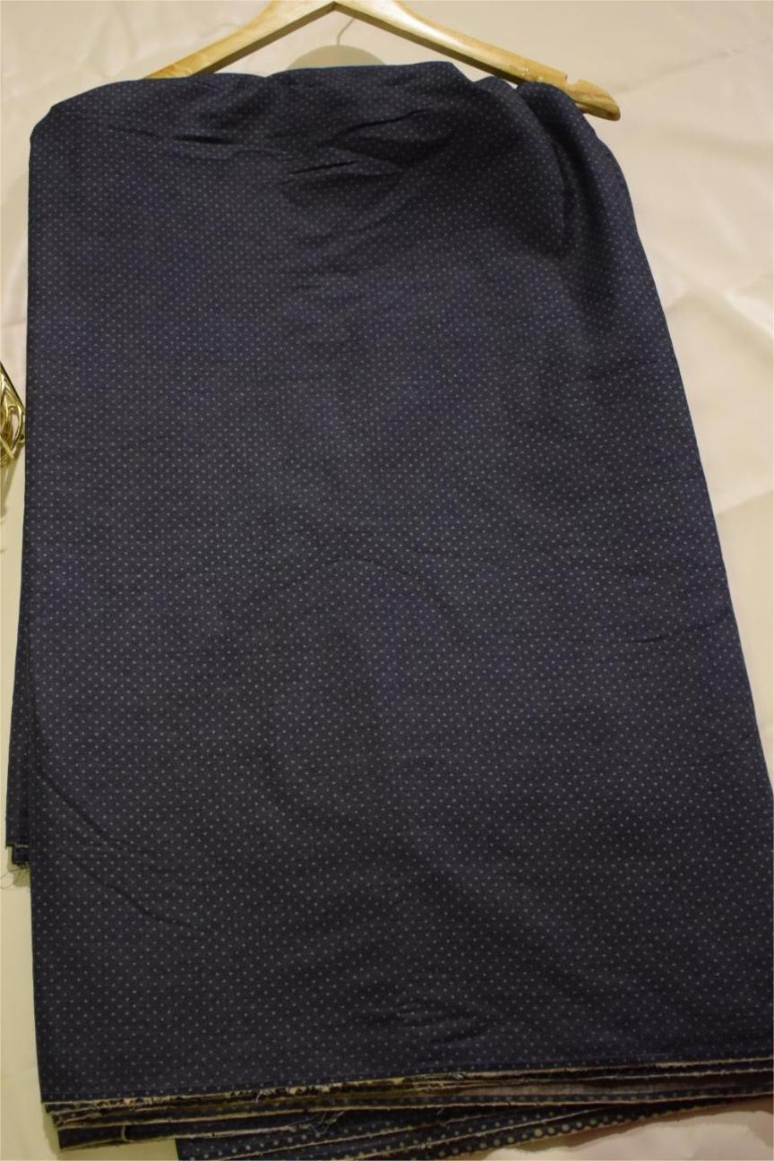 Navy Blue Premium Denim Unstitched 2-Piece (Shirt/Trouser)