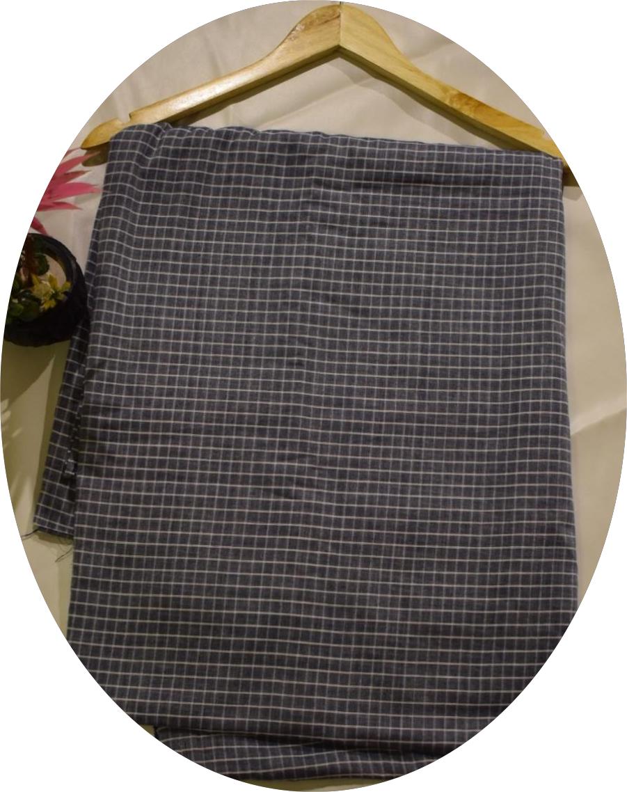 Unstitched Chambray Cotton Check Print 2 Piece (Shirt/Trouser)