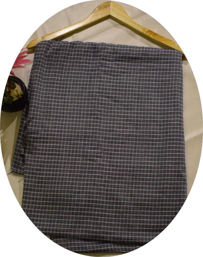 Unstitched Chambray Cotton Check Print 2 Piece (Shirt/Trouser)