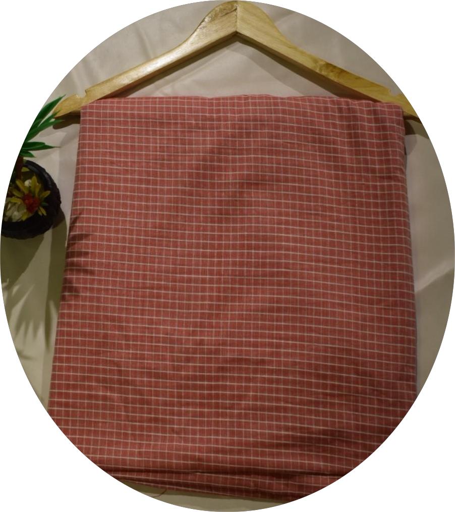 Unstitched Chambray Cotton Check Print 2 Piece (Shirt/Trouser)