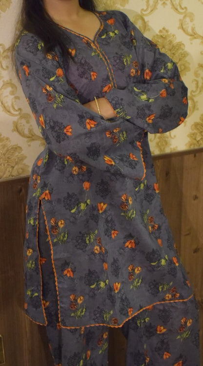Unstitched Lawn Print 2 Piece (Shirt/Trouser)