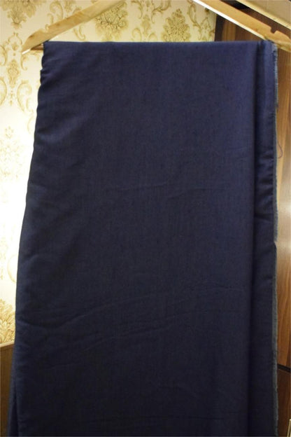 Navy Blue Premium Denim Unstitched 2-Piece (Shirt/Trouser)