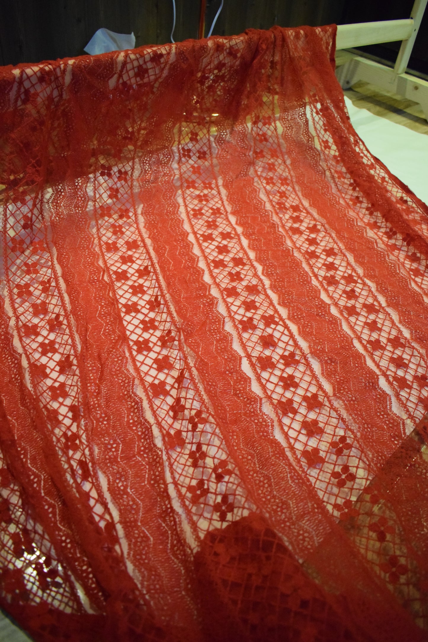Unstitched Embroided Net Lace Fabric Shirt