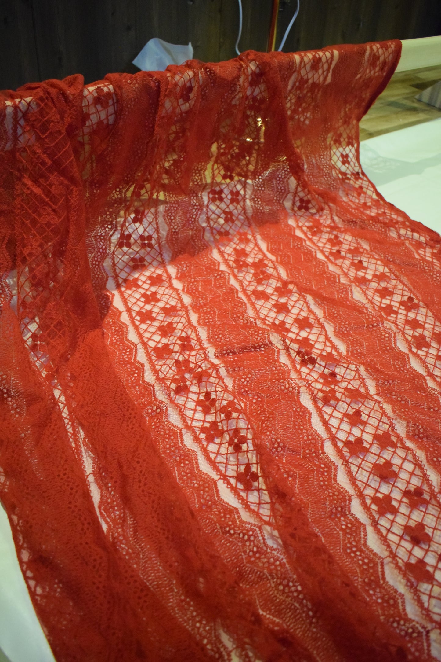 Unstitched Embroided Net Lace Fabric Shirt
