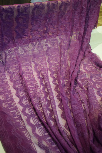 Unstitched  embroided Net Lace Fabric Shirt
