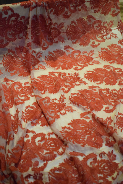 Unstitched Embroided Net Fabric Shirt