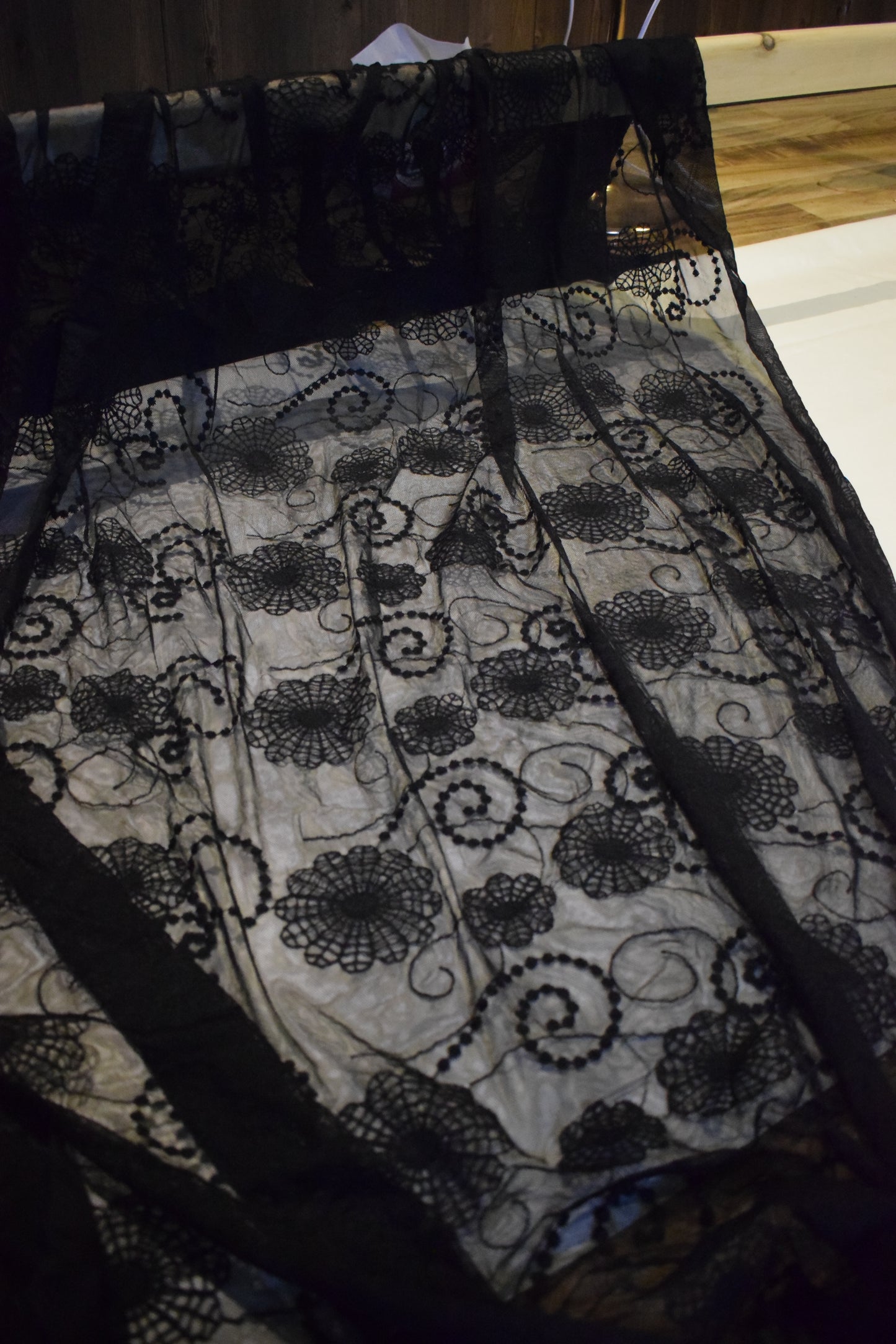 Unstitched Embroided Floral Net Lace Shirt