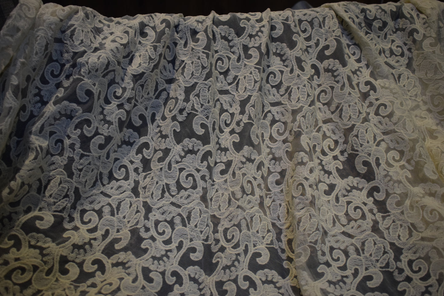 Unstitched Floral Embroided Lace Net Shirt