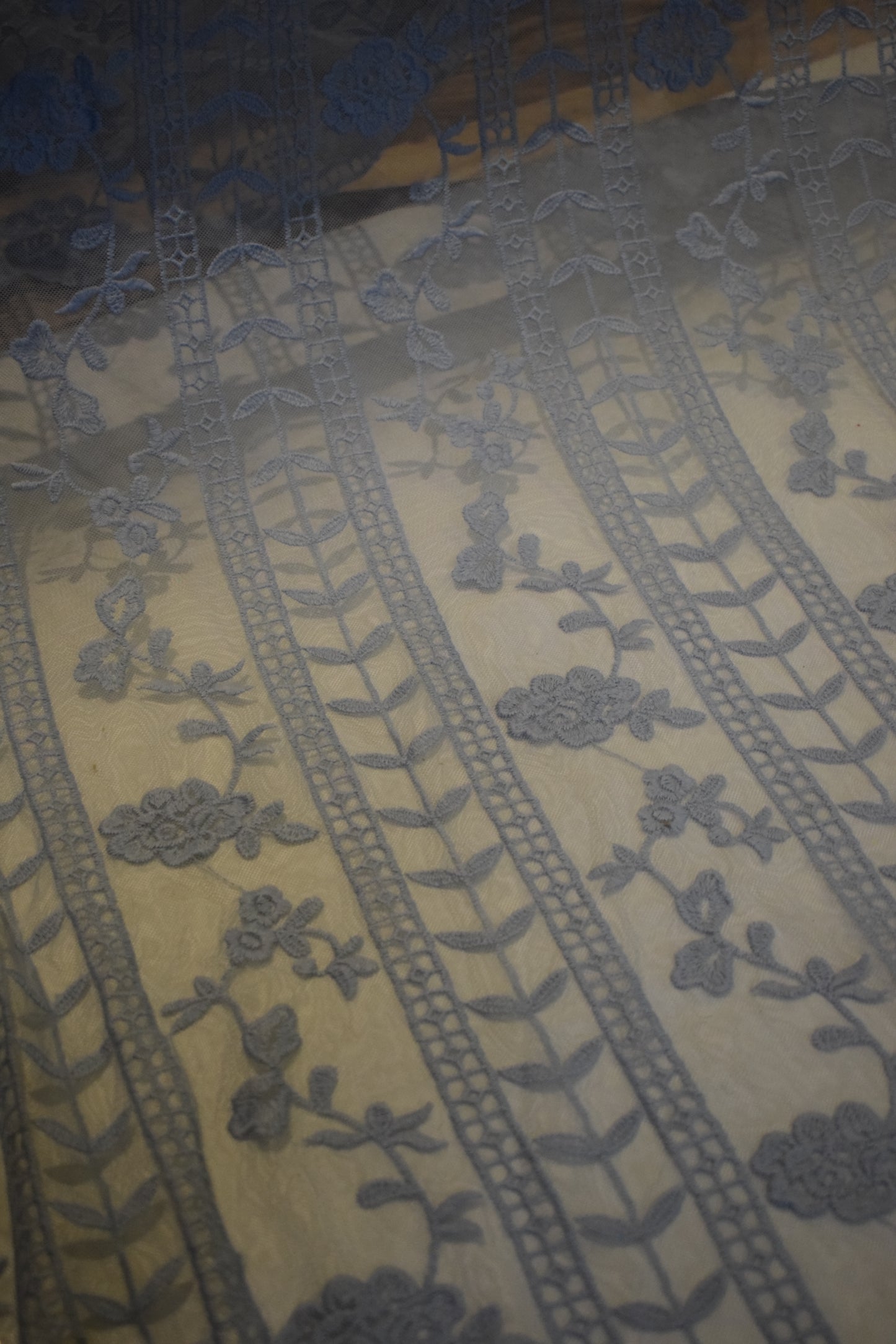 Unstitched Embroided Net Lace Fabric Shirt