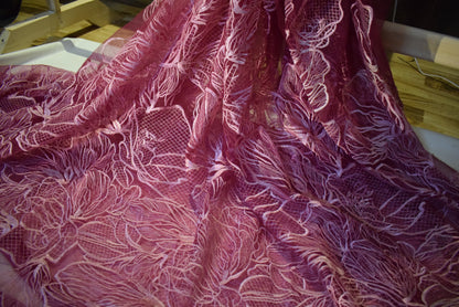 Unstitched Embroided Net Shirt