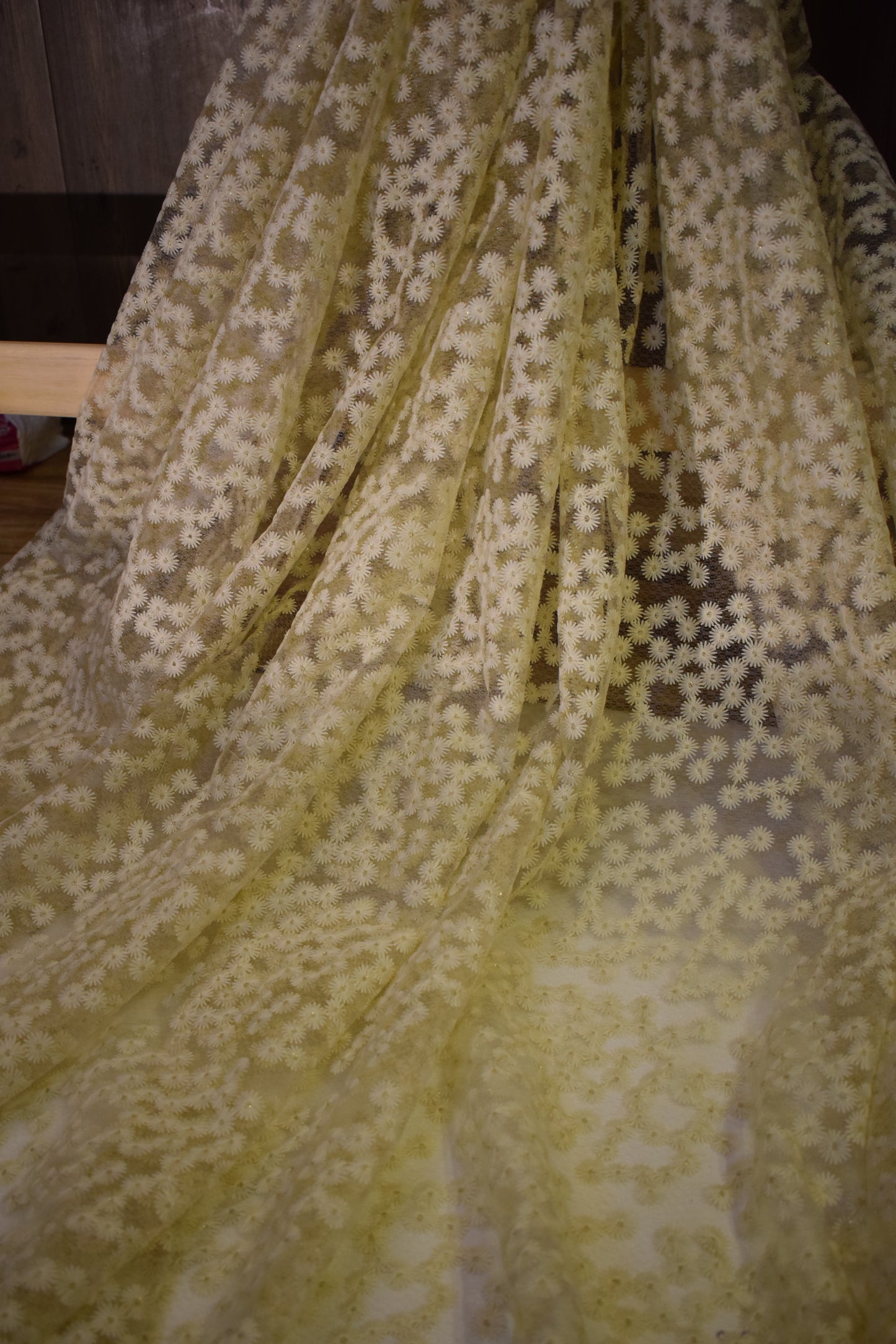 Unstitched Embroided Net Shirt