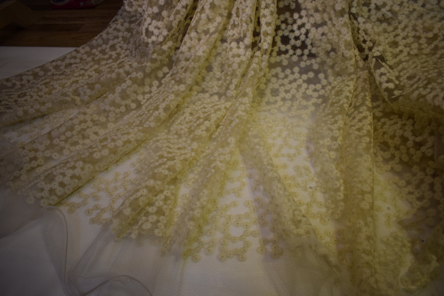 Unstitched Embroided Net Shirt