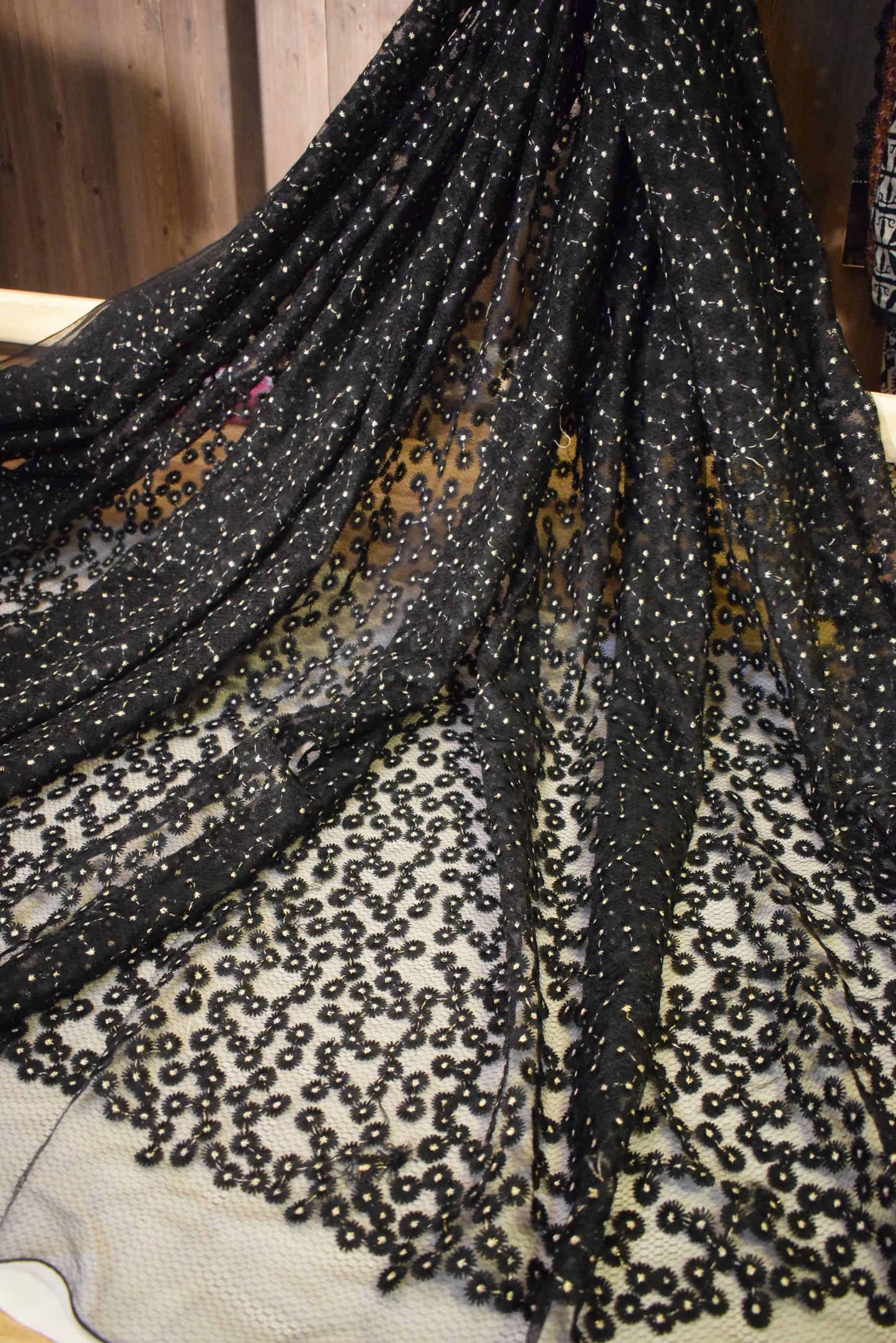 Unstitched Embroided Net Shirt
