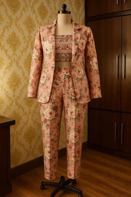 Unstitched Digital Print crepe Silk 2pc (Shirt/Trouser)