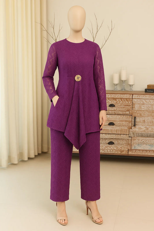 Unstitched  embroided Net Lace Fabric Shirt