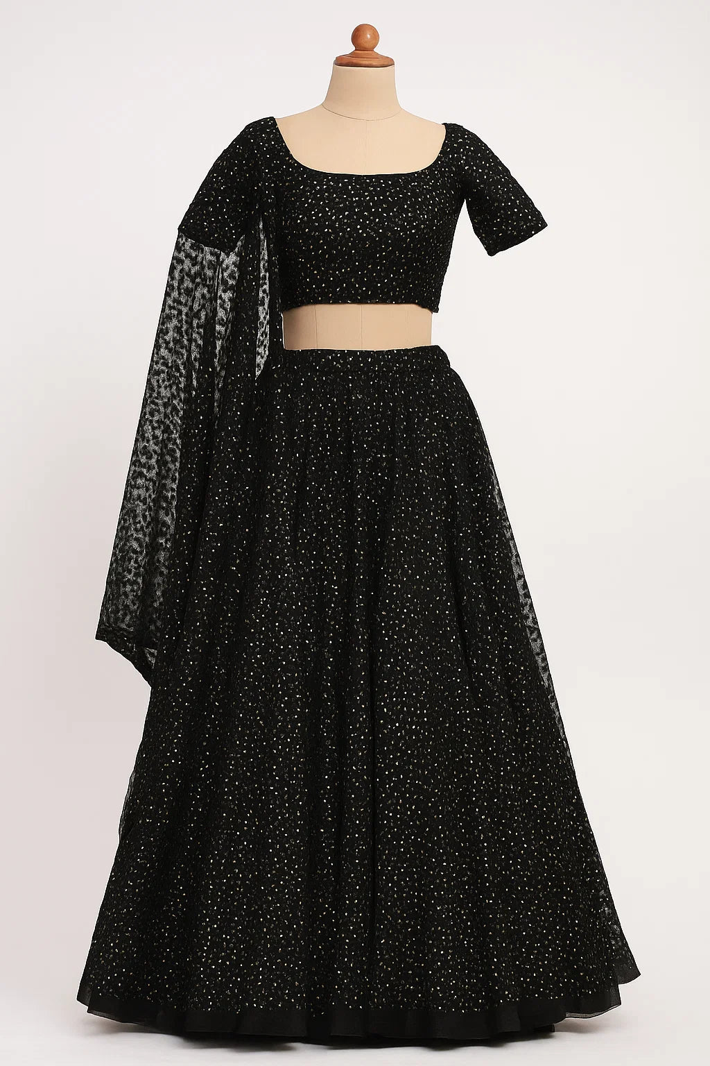 Unstitched Embroided Net Shirt