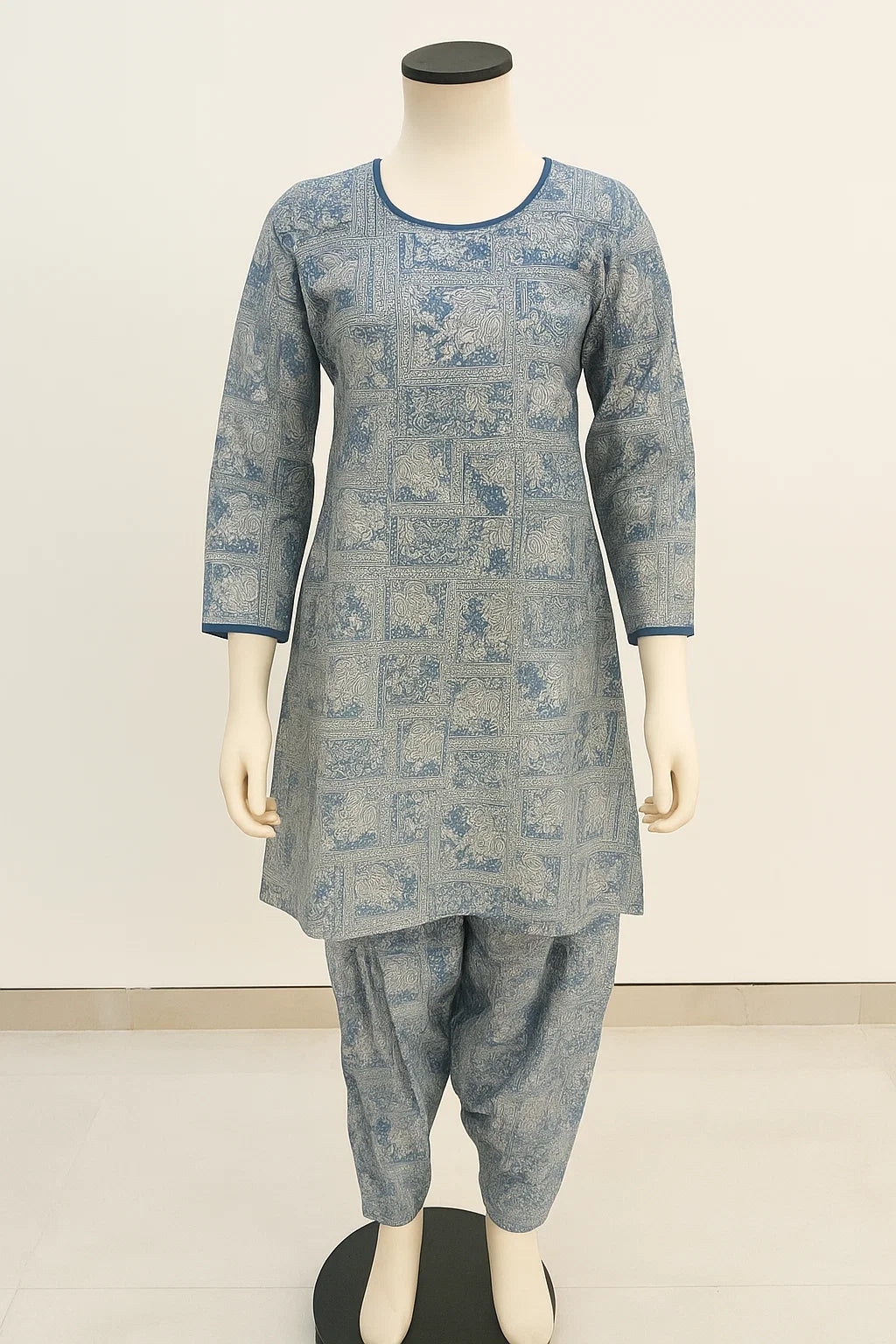 Printed Denim Cotton Unstitched 2-Piece (Shirt/Trouser)
