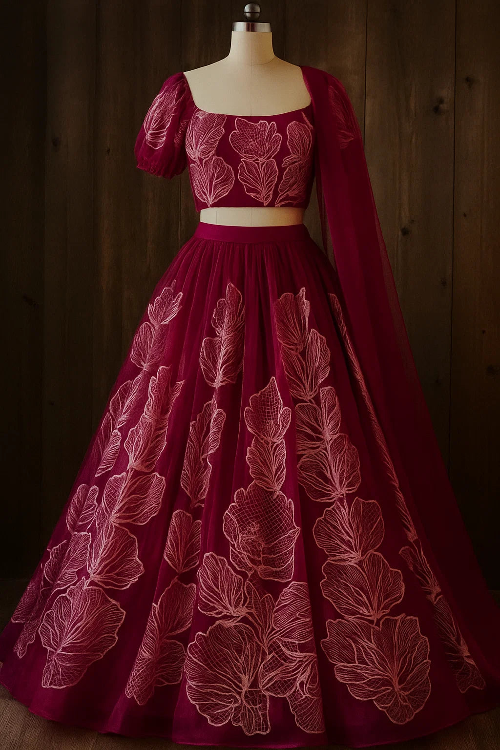 Unstitched Embroided Net Shirt