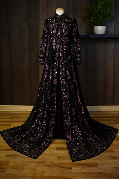 Unstitched Sequin Net Shirt