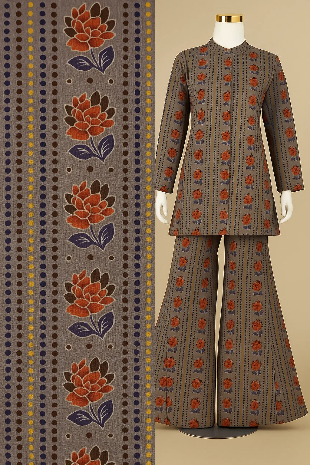 Unstitched lawn print 2 piece (Shirt/Trouser)